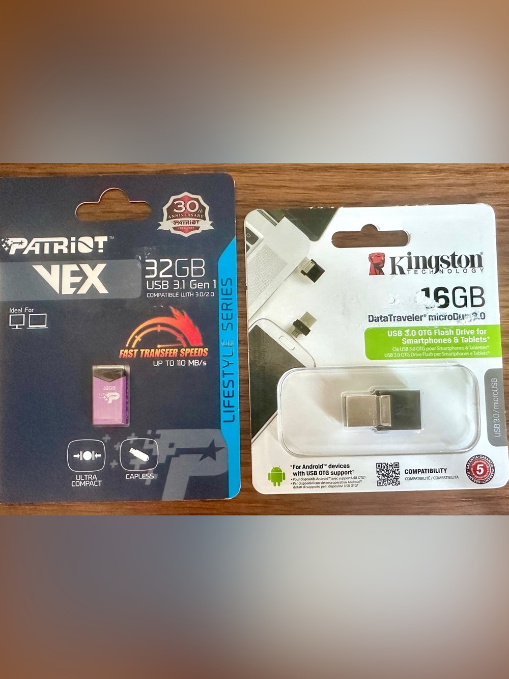 Patriot Vex 32GB & Kingston 16GB MicroDuo USB Flash Drive - Bundle NEW & SEALED